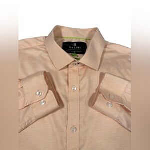 Tom Baine Performance Slim Fit Button Down Shirt Men’s XL Peach Stretch